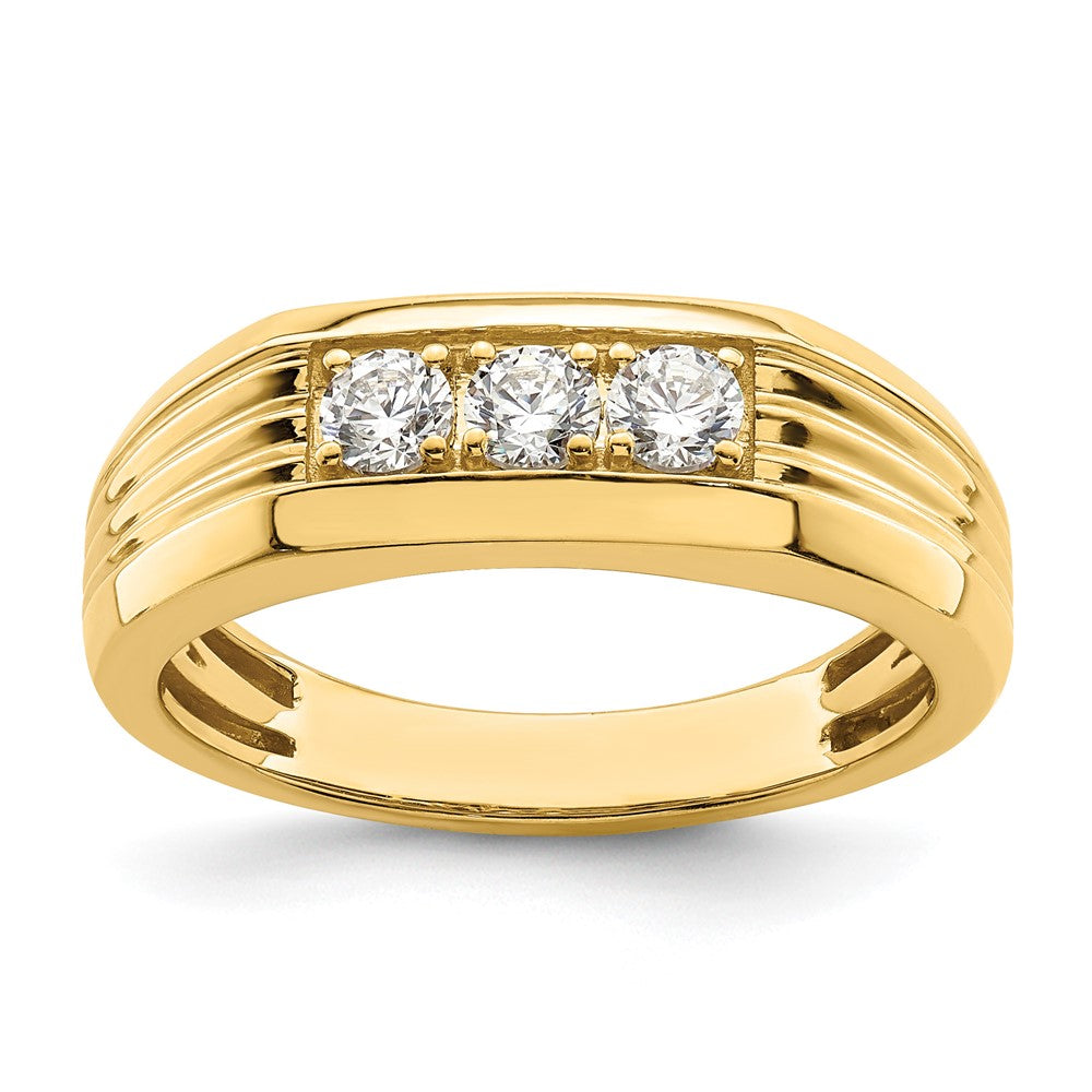 14K Gelbgold 3 Stein 1/2 Karat Diamant Komplett Herren Ring