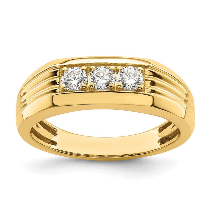 14K Gelbgold 3 Stein 1/2 Karat Diamant Komplett Herren Ring