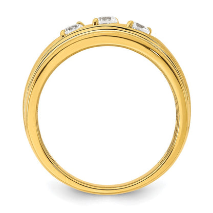 14K Gelbgold 3 Stein 3/8 Karat Diamant Komplett Herren Ring