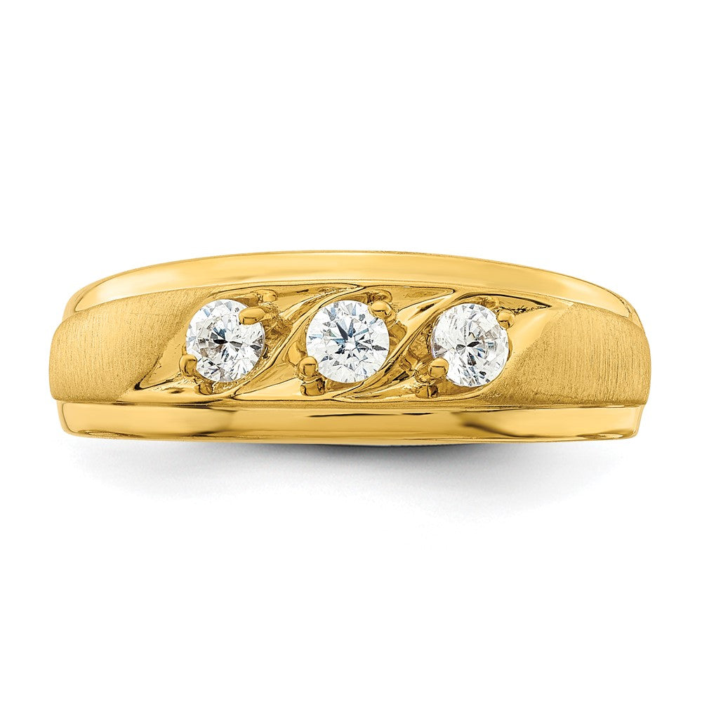 14K Gelbgold 3 Stein 3/8 Karat Diamant Komplett Herren Ring