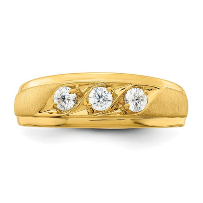 14K Gelbgold 3 Stein 3/8 Karat Diamant Komplett Herren Ring