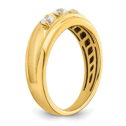 14K Gelbgold 3 Stein 3/8 Karat Diamant Komplett Herren Ring