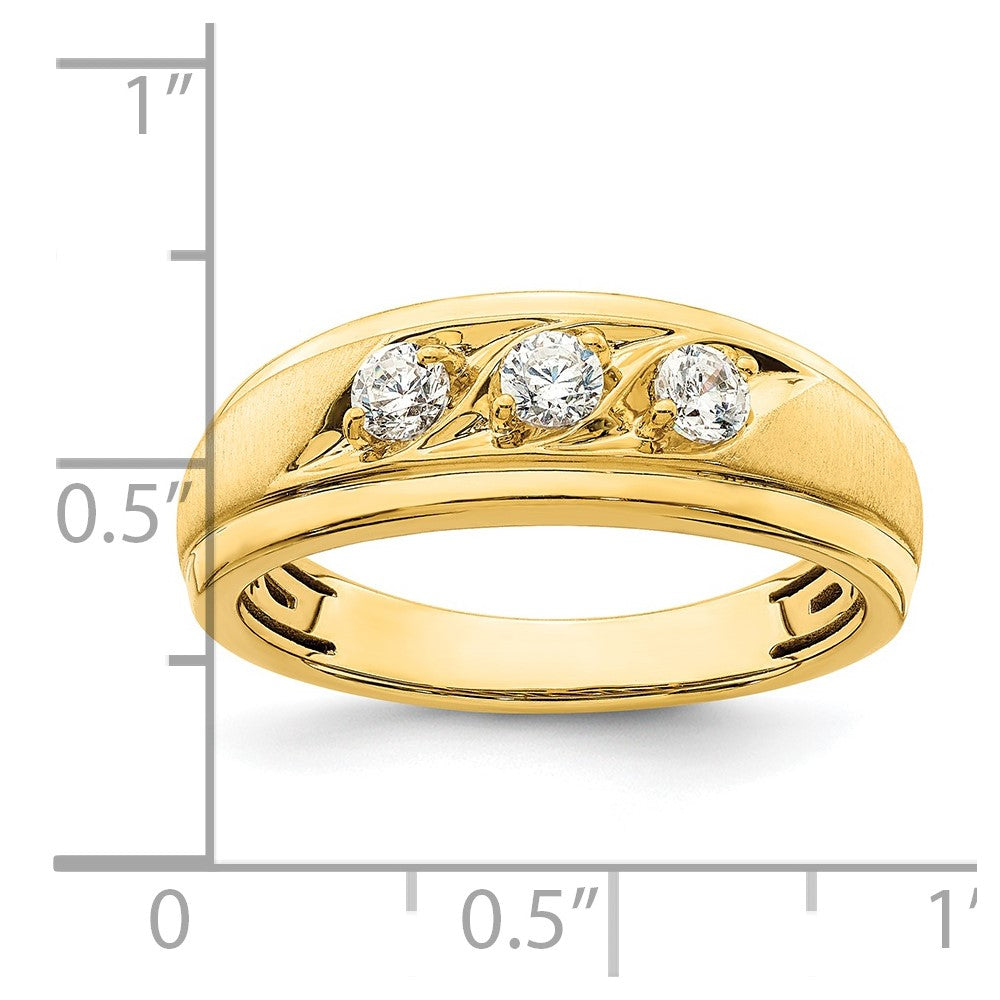 14K Gelbgold 3 Stein 3/8 Karat Diamant Komplett Herren Ring