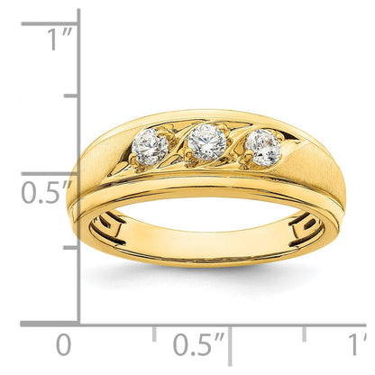 14K Gelbgold 3 Stein 3/8 Karat Diamant Komplett Herren Ring
