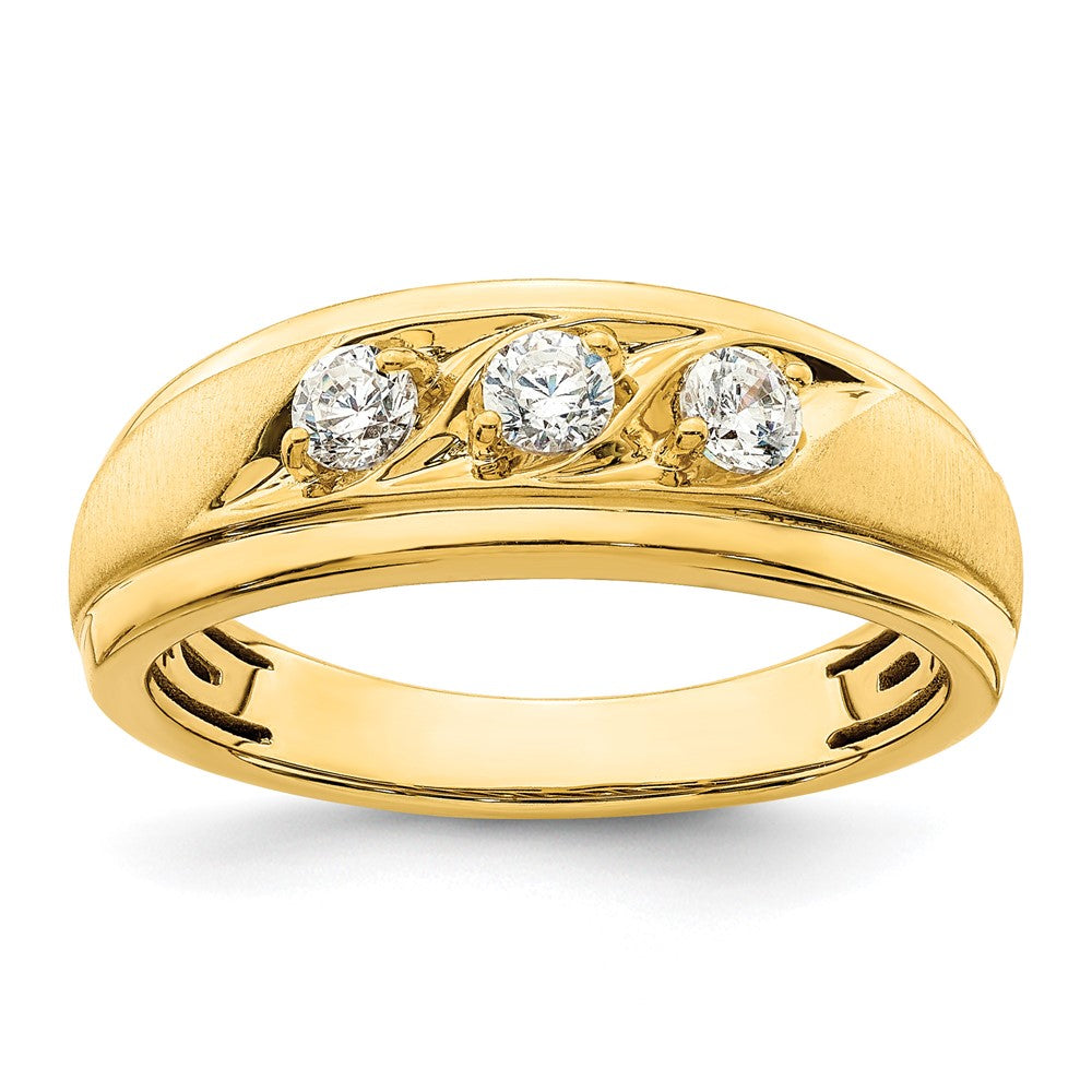 14K Gelbgold 3 Stein 3/8 Karat Diamant Komplett Herren Ring