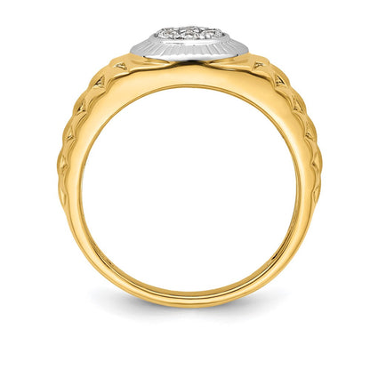 14K Bicolor Herrenring mit 0,25 ct. im Labor gezüchteten Diamanten VS/SI+ G+
