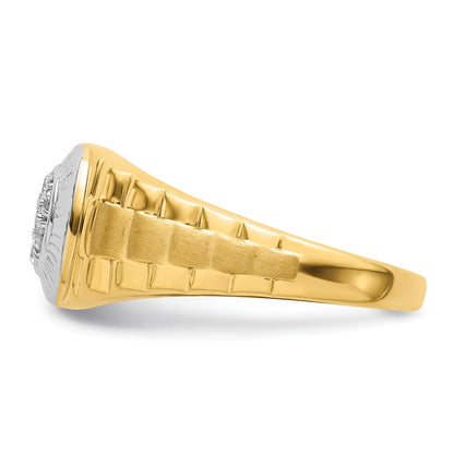 14K Bicolor Herrenring mit 0,25 ct. im Labor gezüchteten Diamanten VS/SI+ G+