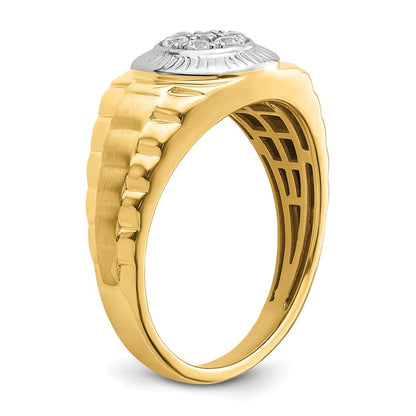 14K Bicolor Herrenring mit 0,25 ct. im Labor gezüchteten Diamanten VS/SI+ G+