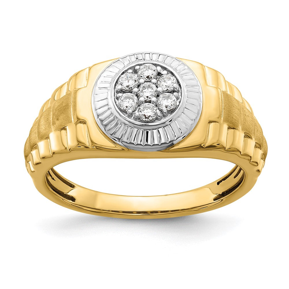 14K Bicolor Herrenring mit 0,25 ct. im Labor gezüchteten Diamanten VS/SI+ G+