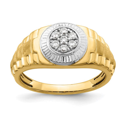 14K Bicolor Herrenring mit 0,25 ct. im Labor gezüchteten Diamanten VS/SI+ G+