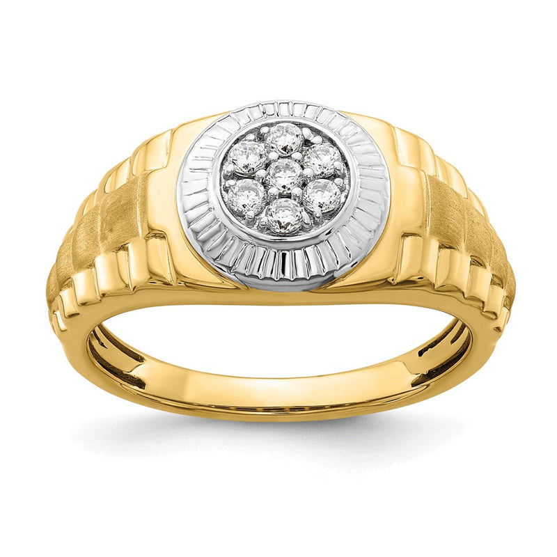 14K Bicolor Herrenring mit 0,25 ct. im Labor gezüchteten Diamanten VS/SI+ G+
