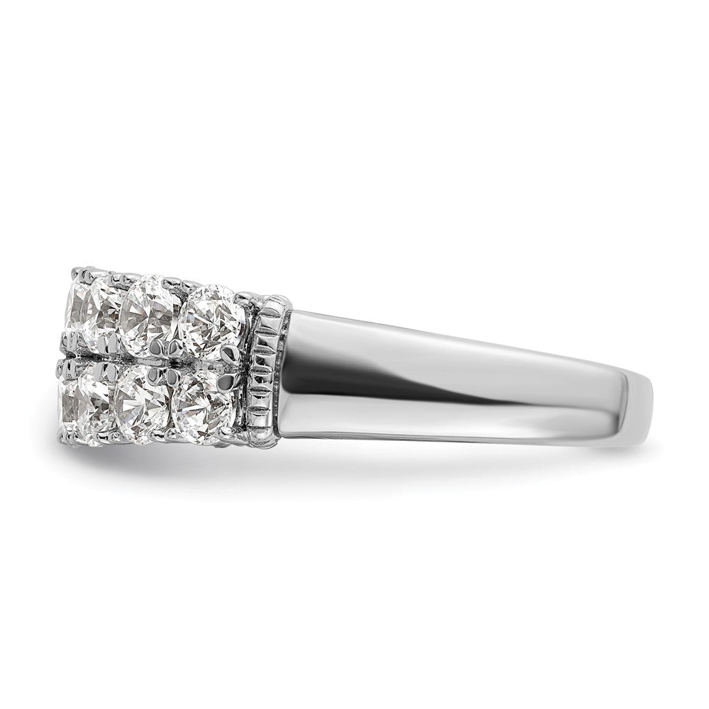 14K Weißgold 1,625 ct. laborgezüchteter Diamant VS/SI+ G+ doppelreihiger Modering