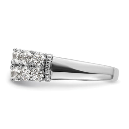 14K Weißgold 1,625 ct. laborgezüchteter Diamant VS/SI+ G+ doppelreihiger Modering