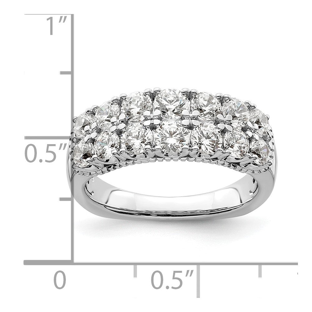 14K Weißgold 1,625 ct. laborgezüchteter Diamant VS/SI+ G+ doppelreihiger Modering