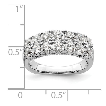 14K Weißgold 1,625 ct. laborgezüchteter Diamant VS/SI+ G+ doppelreihiger Modering