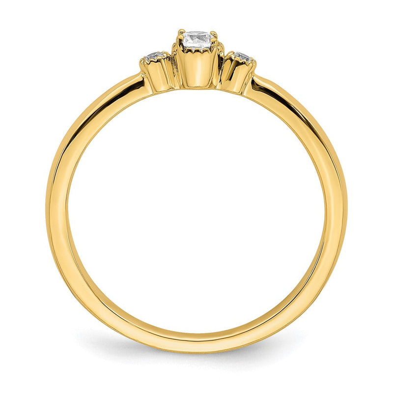 14K Gelbgold Gekugelt Kante Petite 3-stone 1/15 Karat Rund Diamant Komplett Versprechen/ Verlobungsring