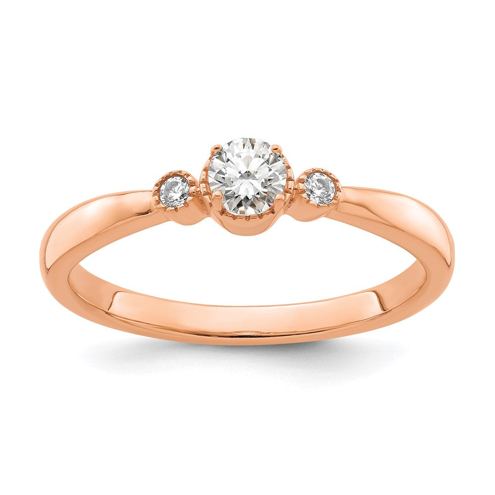 First Promise 14K Roségold 0,25 ct. Laborgezüchteter Diamant VS/SI+ G+ Komplett Petite Verlobungsring