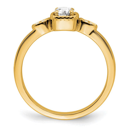 14K Gelbgold Kordel Kante Petite 1/4 Karat Rund Diamant Komplett Versprechen/ Verlobungsring
