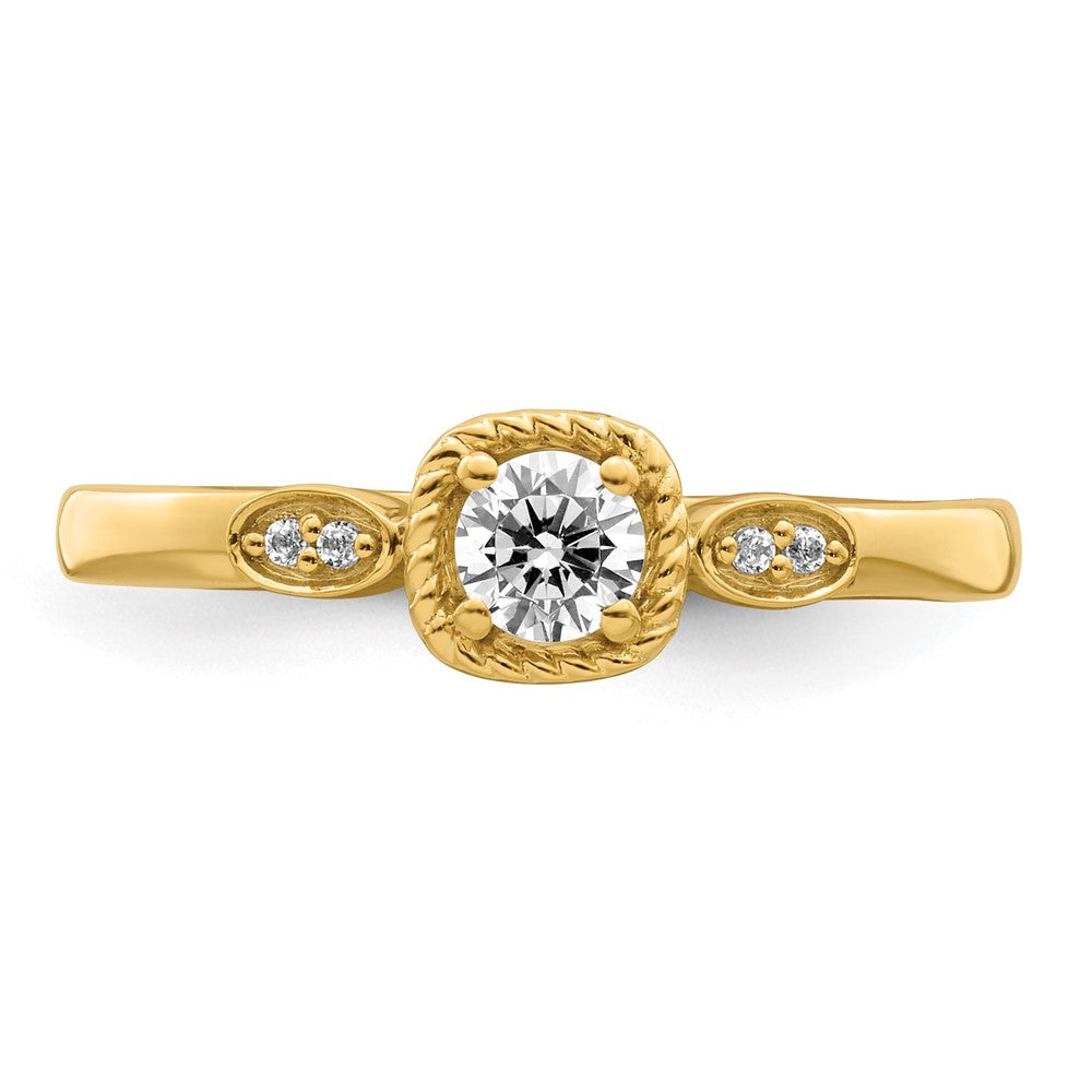 14K Gelbgold Kordel Kante Petite 1/4 Karat Rund Diamant Komplett Versprechen/ Verlobungsring