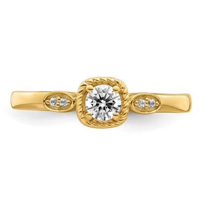 14K Gelbgold Kordel Kante Petite 1/4 Karat Rund Diamant Komplett Versprechen/ Verlobungsring