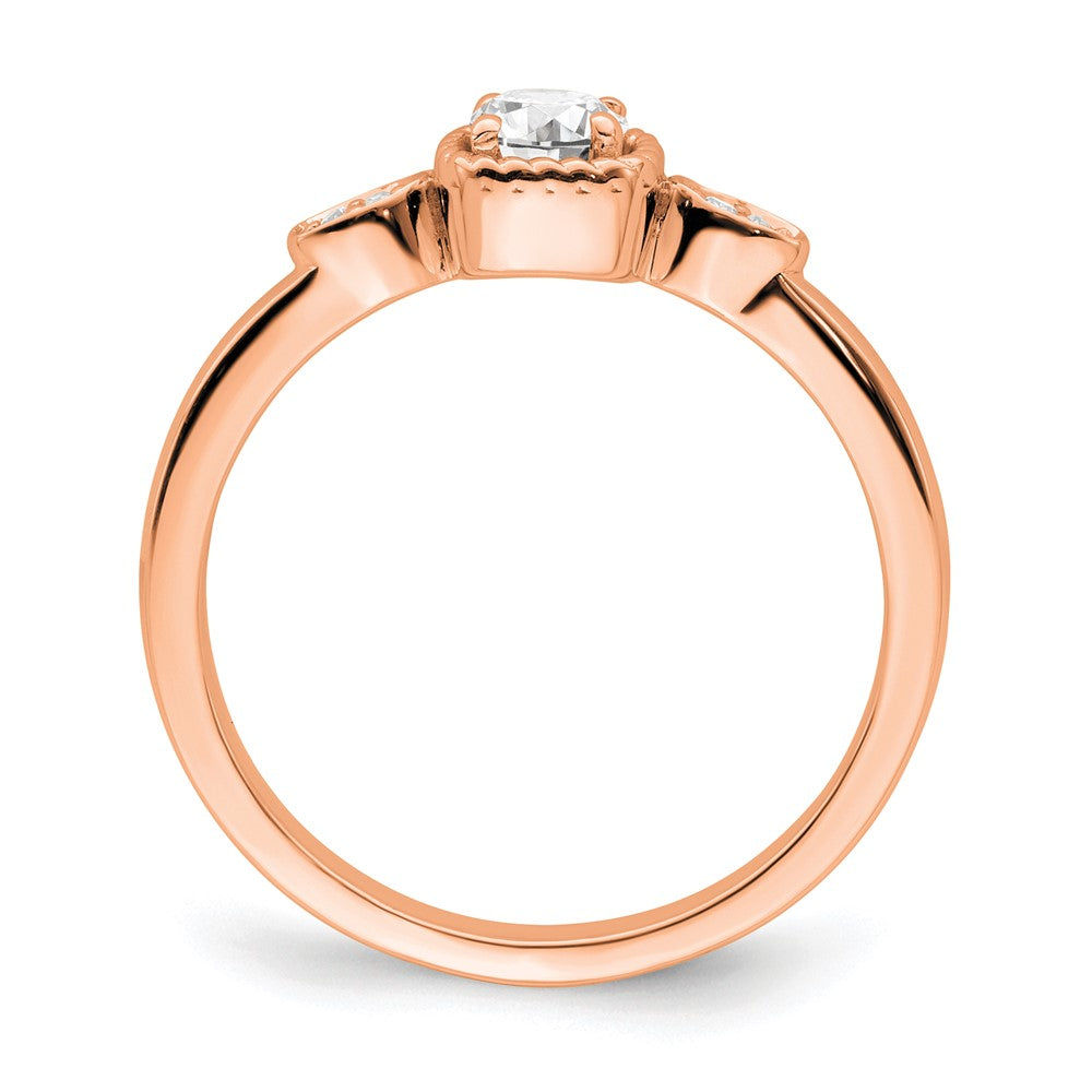 14K Roségold First Promise Lab Grown VS/SI+ G+ Diamant Rope Edge Comp Ring