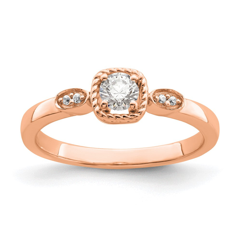 14K Roségold First Promise Lab Grown VS/SI+ G+ Diamant Rope Edge Comp Ring