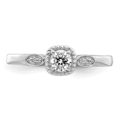 14K Weißgold Verlobungsring „Erstes Versprechen“ mit laborgezüchtetem Diamant VS/SI+ G+, Seilkante, Komposit-Fassung