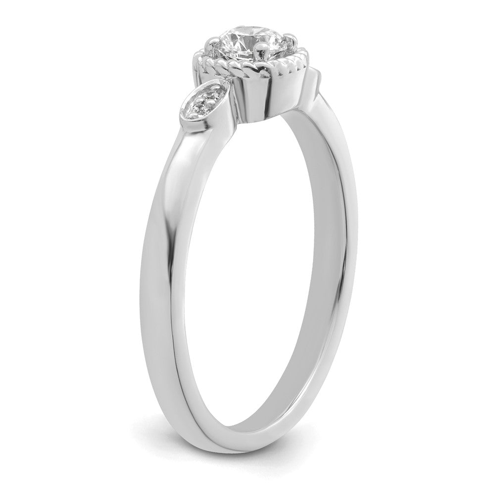 14K Weißgold Verlobungsring „Erstes Versprechen“ mit laborgezüchtetem Diamant VS/SI+ G+, Seilkante, Komposit-Fassung