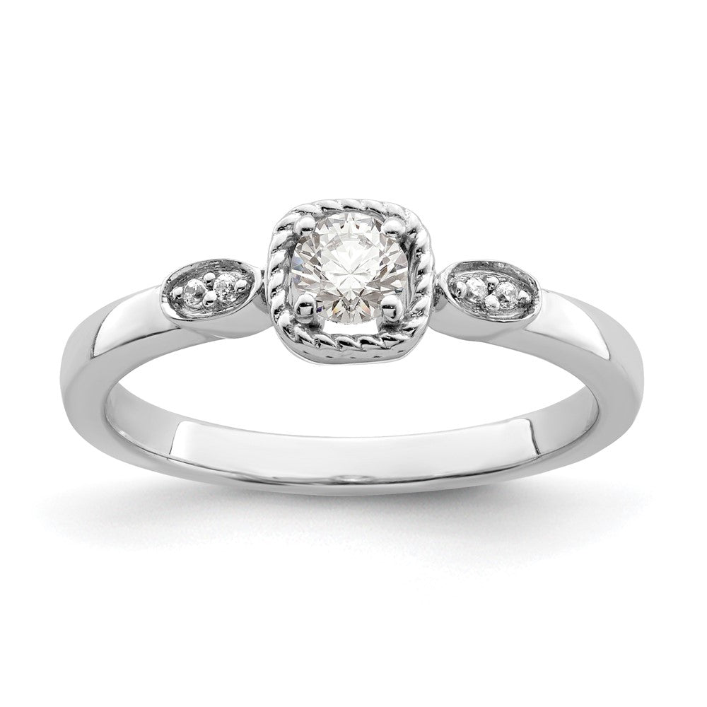 14K Weißgold Verlobungsring „Erstes Versprechen“ mit laborgezüchtetem Diamant VS/SI+ G+, Seilkante, Komposit-Fassung