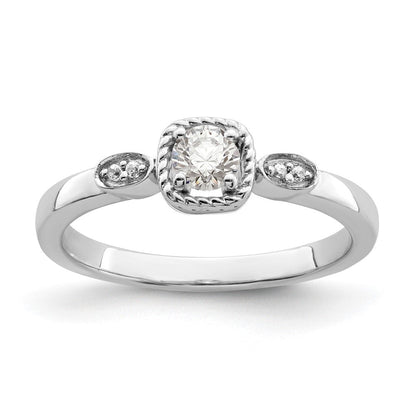 14K Weißgold Verlobungsring „Erstes Versprechen“ mit laborgezüchtetem Diamant VS/SI+ G+, Seilkante, Komposit-Fassung