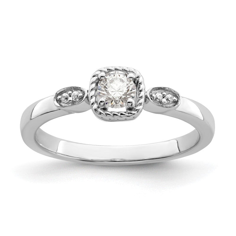 14K Weißgold Verlobungsring „Erstes Versprechen“ mit laborgezüchtetem Diamant VS/SI+ G+, Seilkante, Komposit-Fassung
