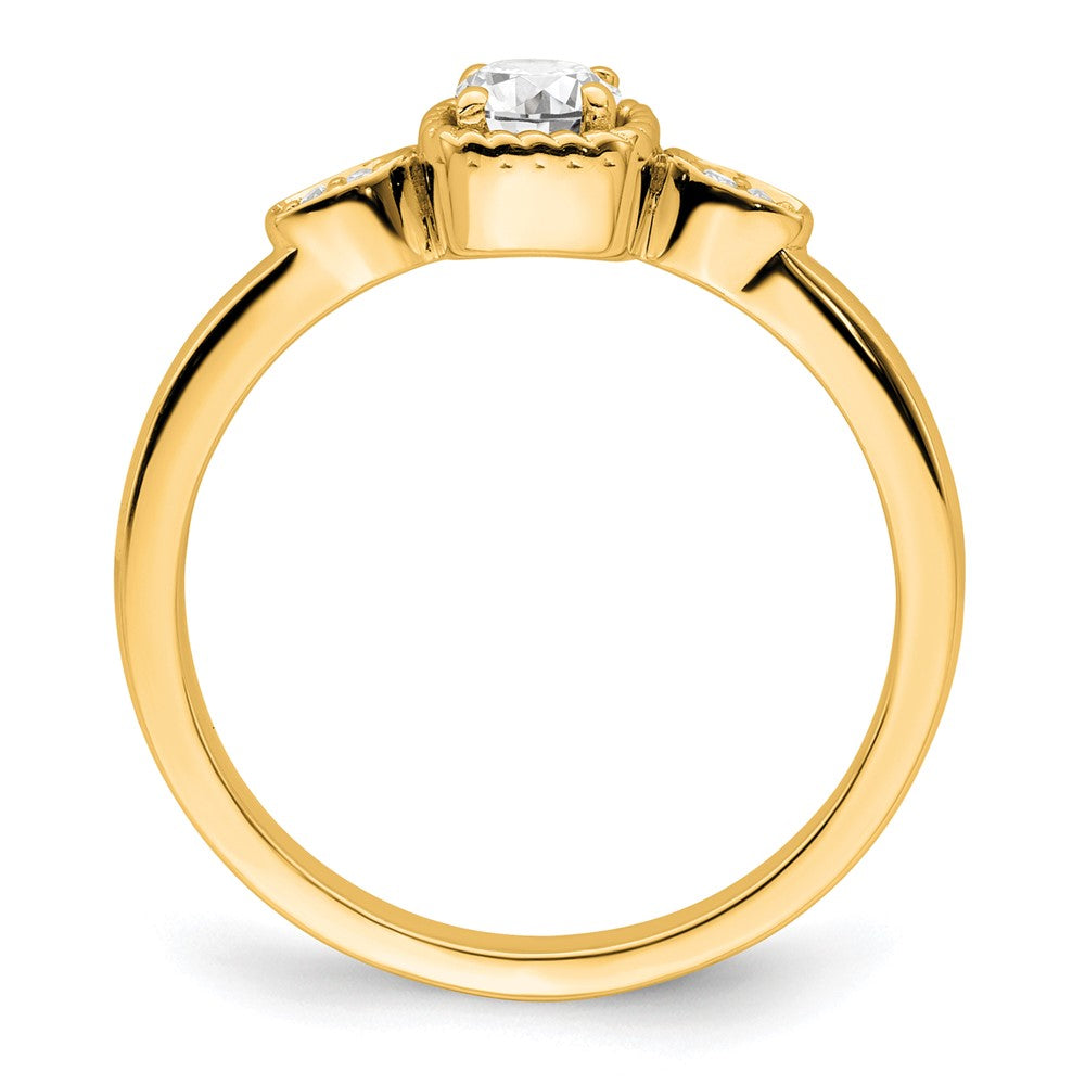 14K Gelbgold Erste-Versprechen-Verlobungsring mit im Labor gezüchteten VS/SI FGH Diamanten, petitem Seilkantendesign