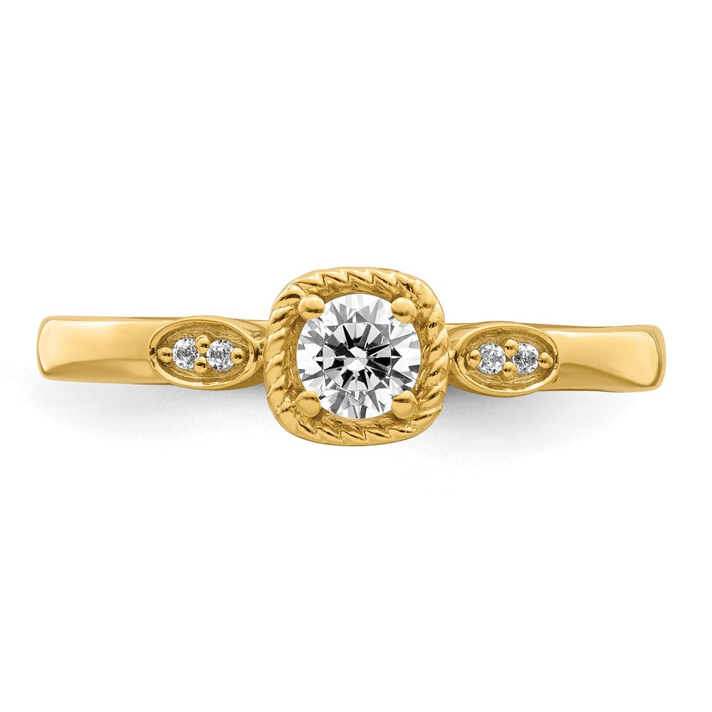 14K Gelbgold Erste-Versprechen-Verlobungsring mit im Labor gezüchteten VS/SI FGH Diamanten, petitem Seilkantendesign