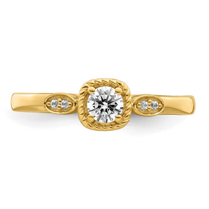 14K Gelbgold Erste-Versprechen-Verlobungsring mit im Labor gezüchteten VS/SI FGH Diamanten, petitem Seilkantendesign