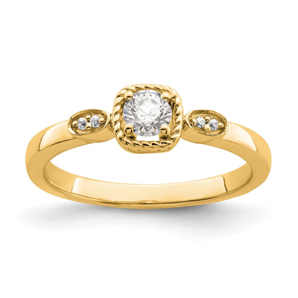 14K Gelbgold Erste-Versprechen-Verlobungsring mit im Labor gezüchteten VS/SI FGH Diamanten, petitem Seilkantendesign