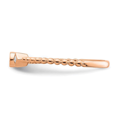 14K Roségold Gewellt Ring Petite 3 Stein 1/15 Karat Rund Diamant Komplett Versprechen/ Verlobungsring
