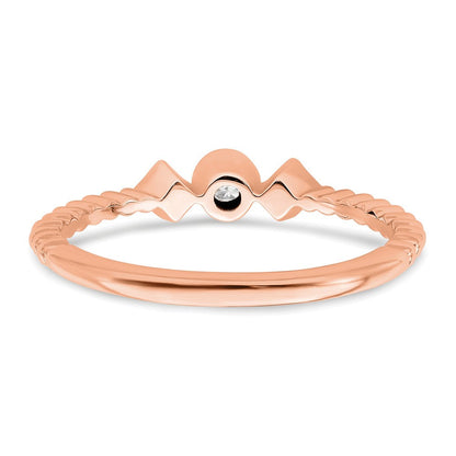 14K Roségold Gewellt Ring Petite 3 Stein 1/15 Karat Rund Diamant Komplett Versprechen/ Verlobungsring
