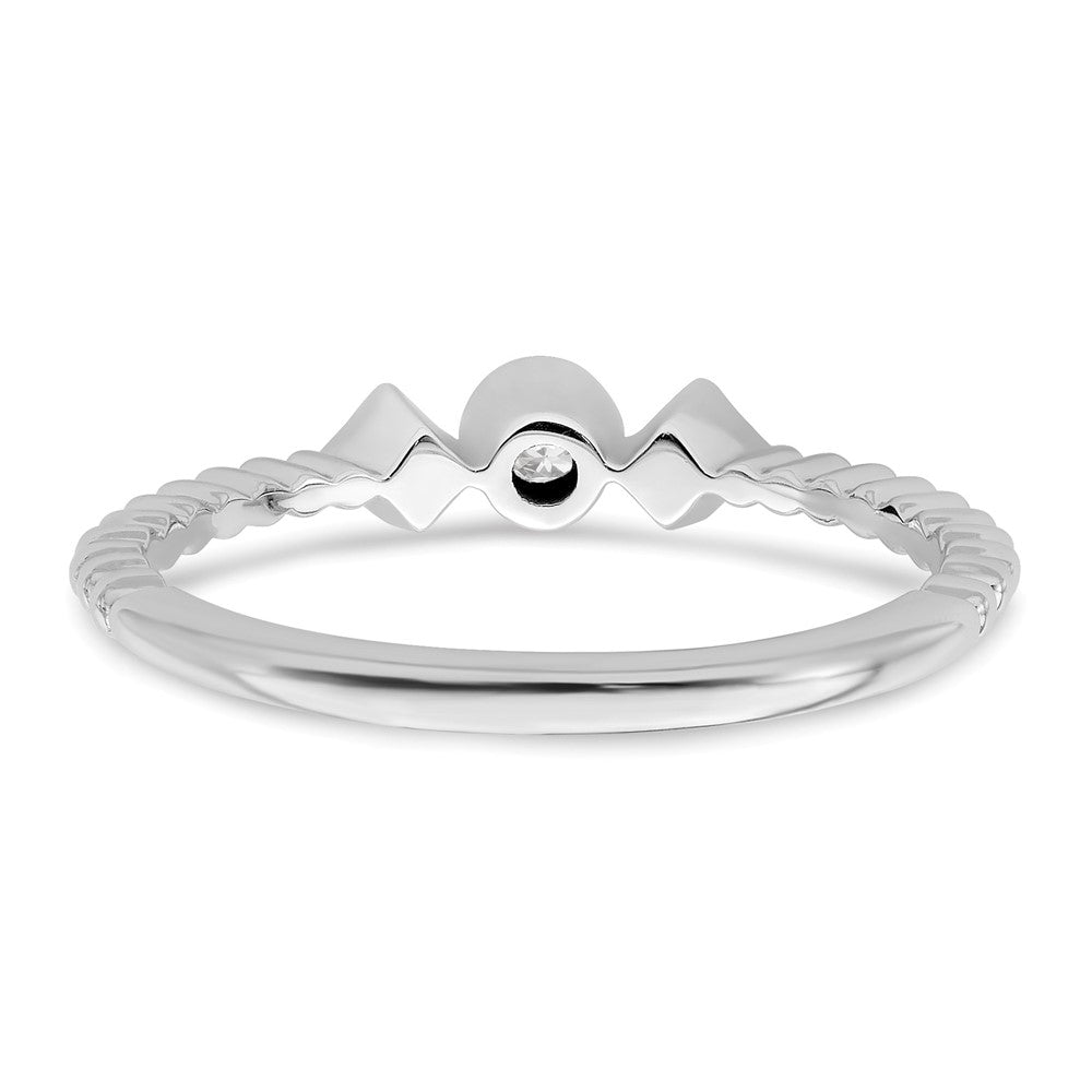 14K Weißgold Gewellt Ehering Ring Petite 3-stone 1/15 Karat Rund Diamant Komplett Versprechen/ Verlobungsring