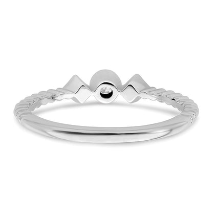 14K Weißgold Gewellt Ehering Ring Petite 3-stone 1/15 Karat Rund Diamant Komplett Versprechen/ Verlobungsring