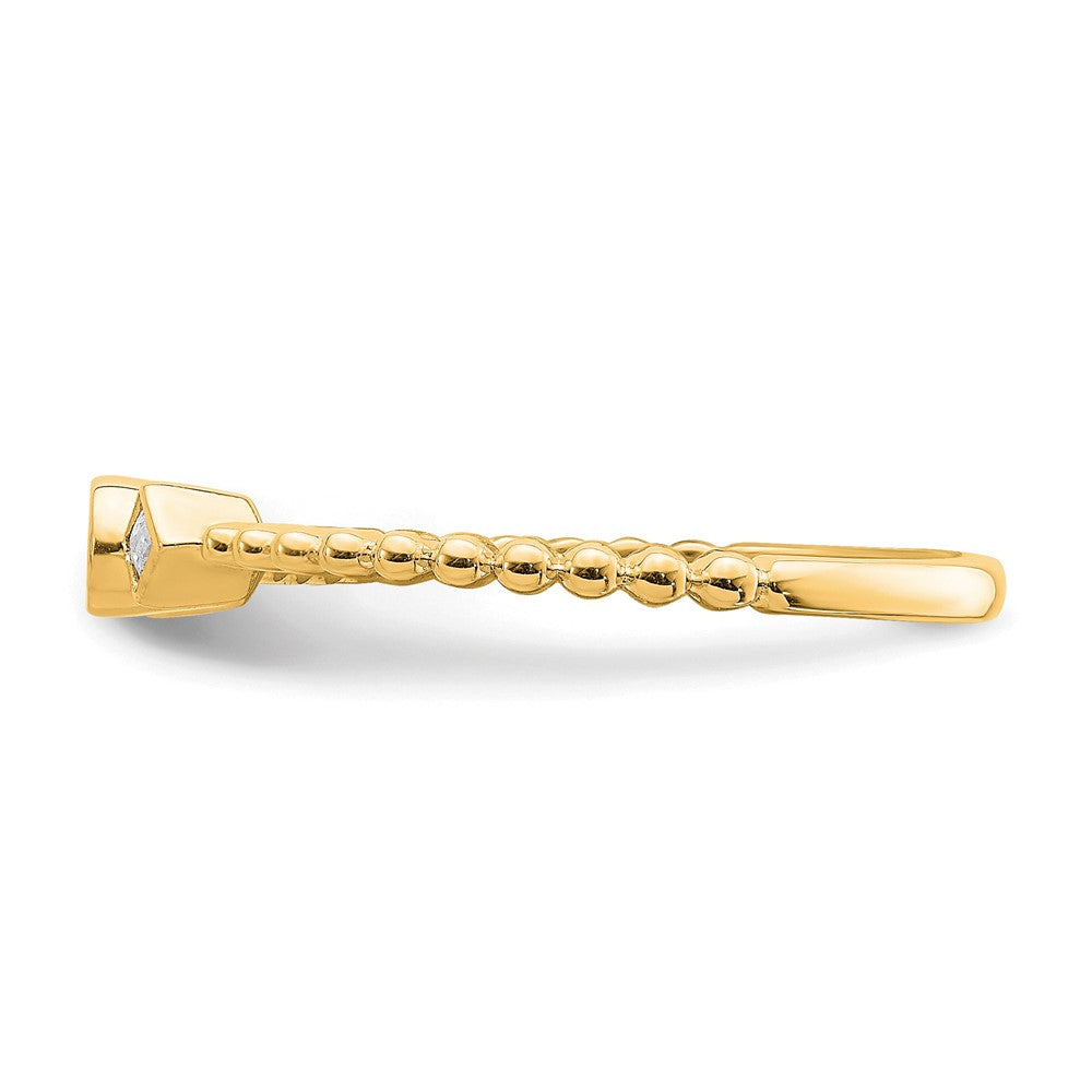 14K Gelbgold Gewellt Ehering Ring Petite 3-stone 1/15 Karat Rund Diamant Komplett Versprechen/ Verlobungsring