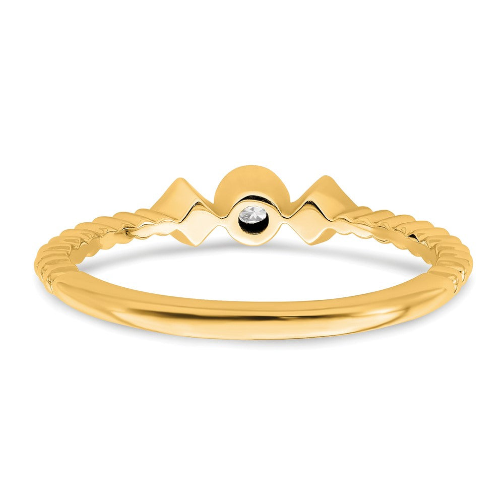 14K Gelbgold Gewellt Ehering Ring Petite 3-stone 1/15 Karat Rund Diamant Komplett Versprechen/ Verlobungsring