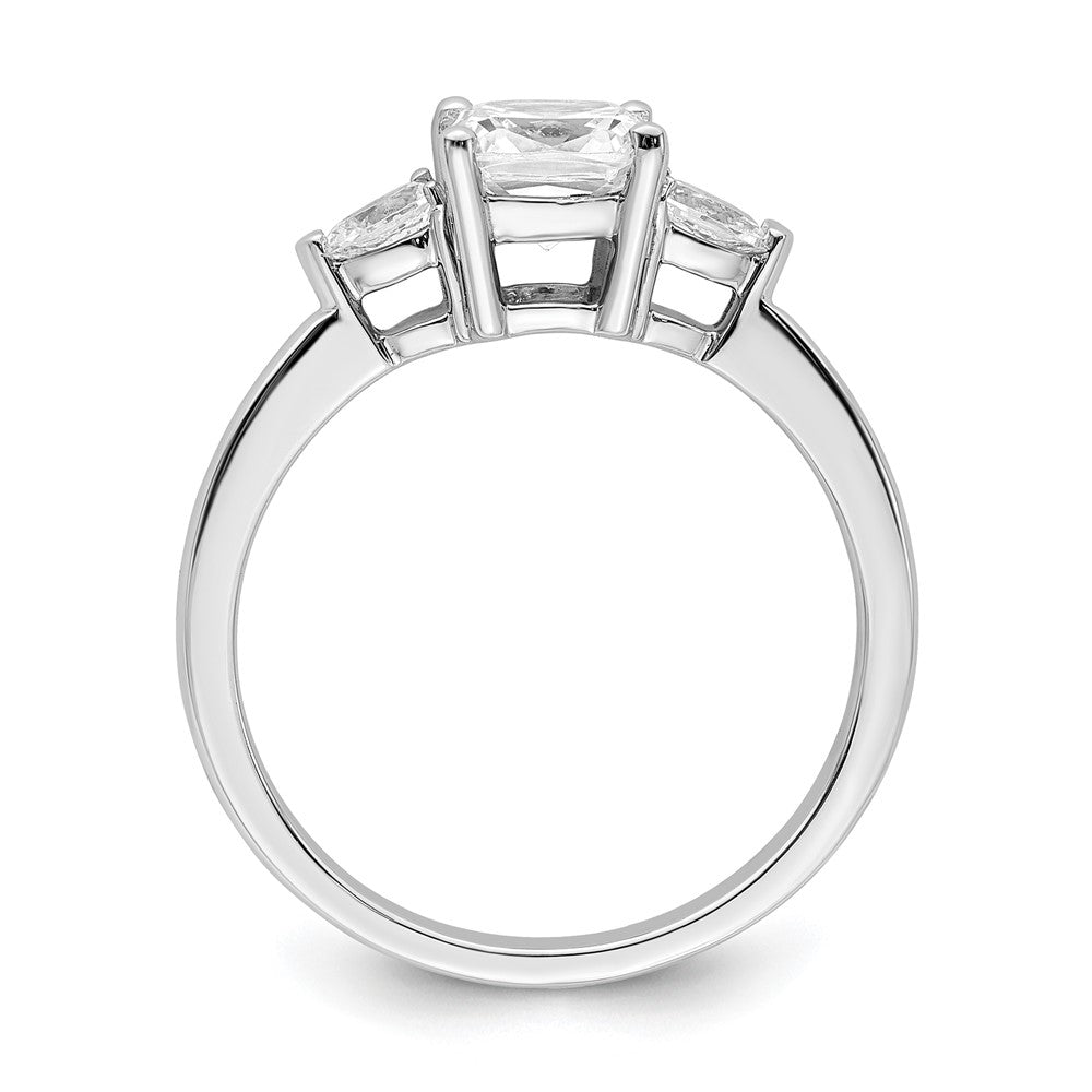 14K Weißgold 3 Stein Tropfen/cushion Halbfassung Including 2 Tropfen Seite Steine Diamant Ring
