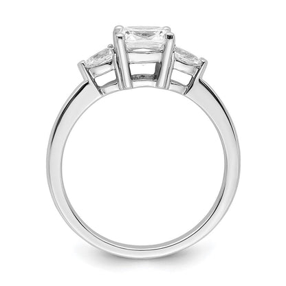 14K Weißgold 3 Stein Tropfen/cushion Halbfassung Including 2 Tropfen Seite Steine Diamant Ring