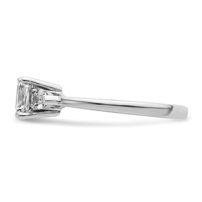 14K Weißgold 3 Stein Tropfen/cushion Halbfassung Including 2 Tropfen Seite Steine Diamant Ring