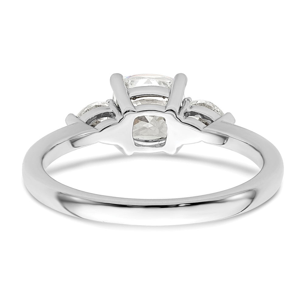 14K Weißgold 3 Stein Tropfen/cushion Halbfassung Including 2 Tropfen Seite Steine Diamant Ring