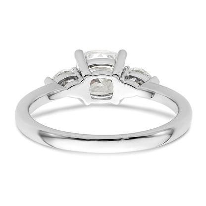 14K Weißgold 3 Stein Tropfen/cushion Halbfassung Including 2 Tropfen Seite Steine Diamant Ring