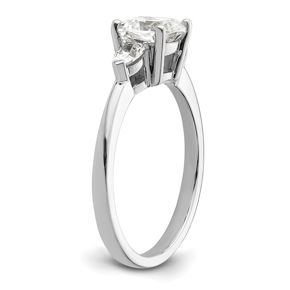 14K Weißgold 3 Stein Tropfen/cushion Halbfassung Including 2 Tropfen Seite Steine Diamant Ring