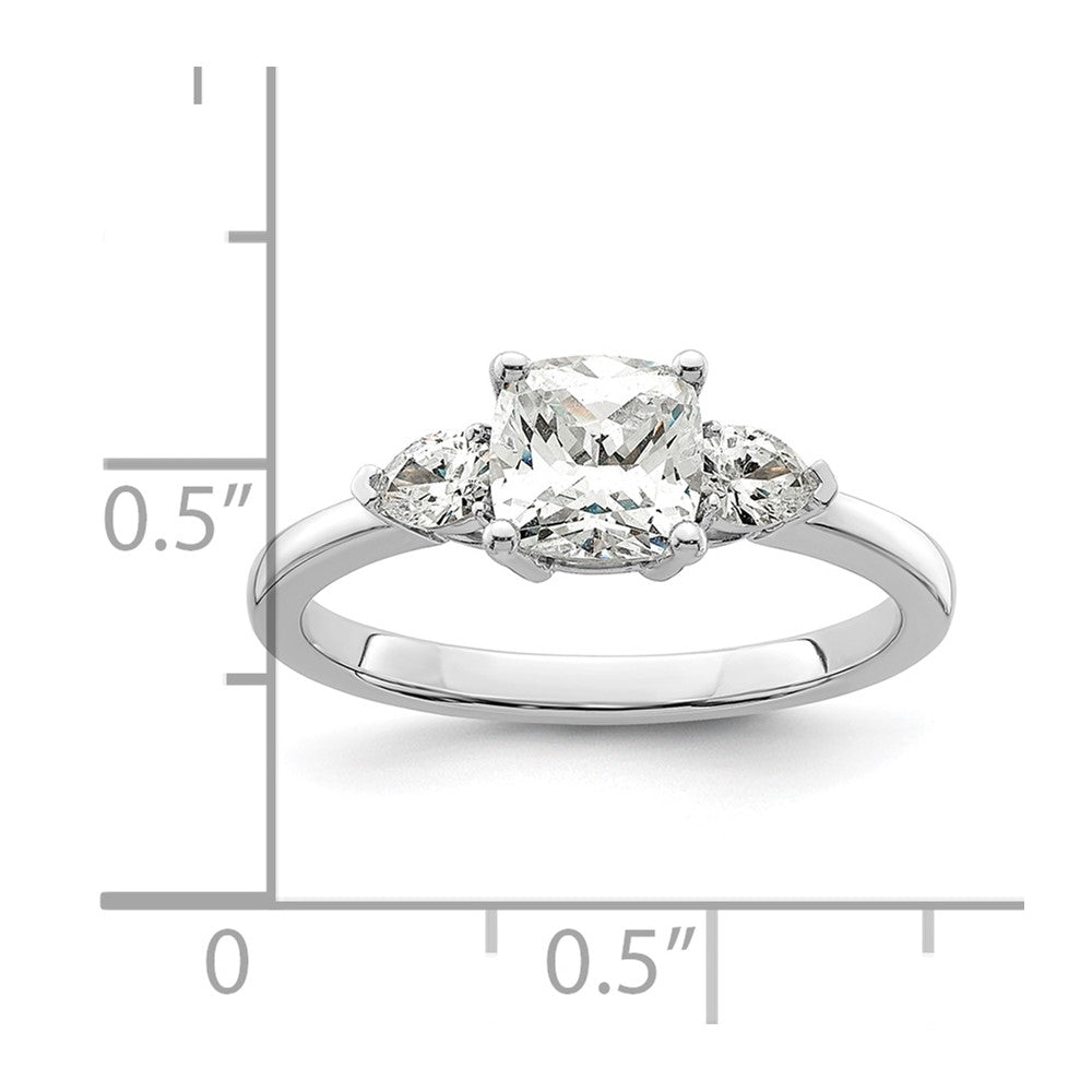 14K Weißgold 3 Stein Tropfen/cushion Halbfassung Including 2 Tropfen Seite Steine Diamant Ring