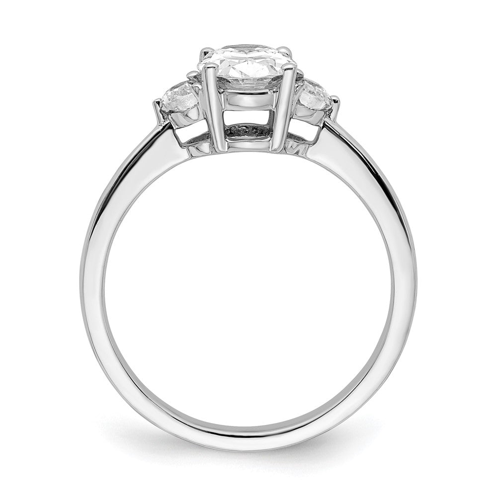 14K Weißgold 3 Stein Halb Mond/oval Halbfassung Including 2 Mond Seite Steine Diamant Ring