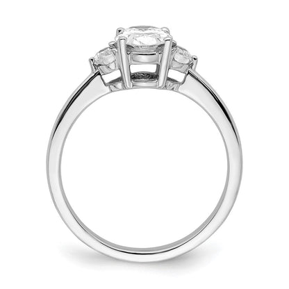 14K Weißgold 3 Stein Halb Mond/oval Halbfassung Including 2 Mond Seite Steine Diamant Ring